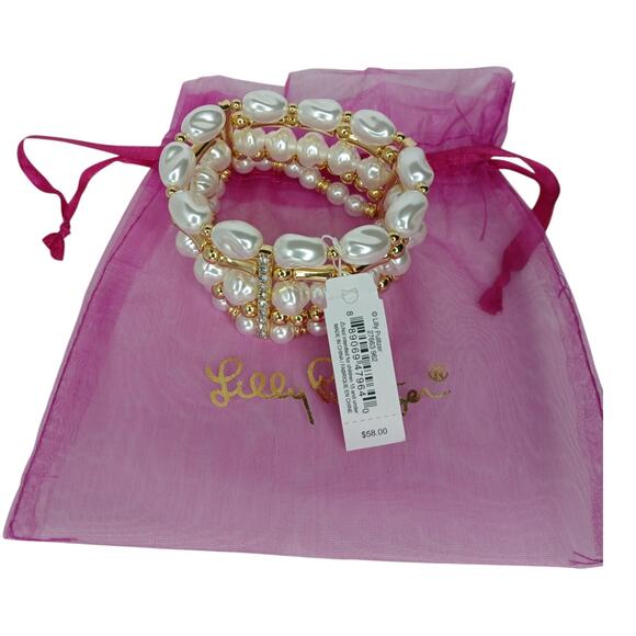 Lilly Pulitzer Faux Pearls and Beads 5-Layer Bracelet w/ Rhinestones Accents NWT - Picture 3 of 6